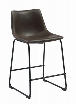Industrial Brown Faux Leather Counter-Height Stool