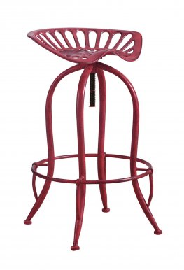 Traditional Antique Red Adjustable Bar Stool