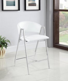 Contemporary White and Chrome Counter-Height Stool