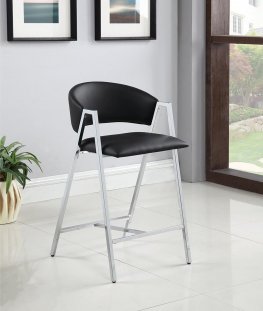 Contemporary Black and Chrome Counter-Height Stool