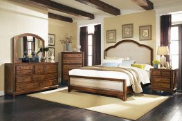Laughton Rustic Brown Upholstered Queen Bed
