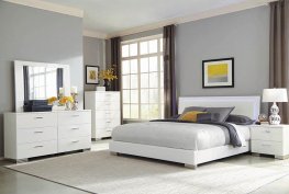 Felicity Glossy White Lighted Queen Bed