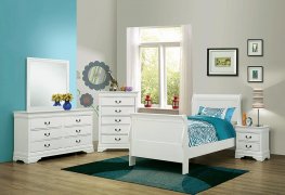 Louis Philippe Traditional Youth White Twin Bed