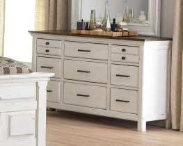 Traditional Rustic Latte and Vintage White Dresser