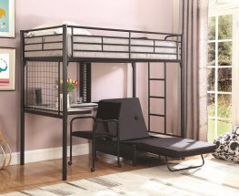 Contemporary Metal Loft Bunk Bed With Desk