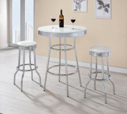 White Contemporary Round Bar Table
