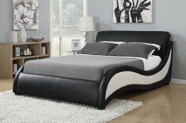 Niguel Black and White Upholstered Cal. King Bed