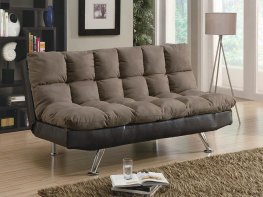 Casual Overstuffed Brown Sofa Bed