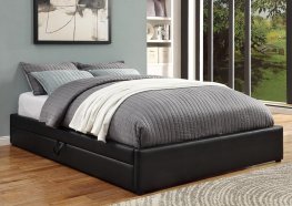 Hunter Black Upholstered Queen Storage Bed