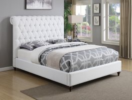 Devon White Upholstered Full Bed
