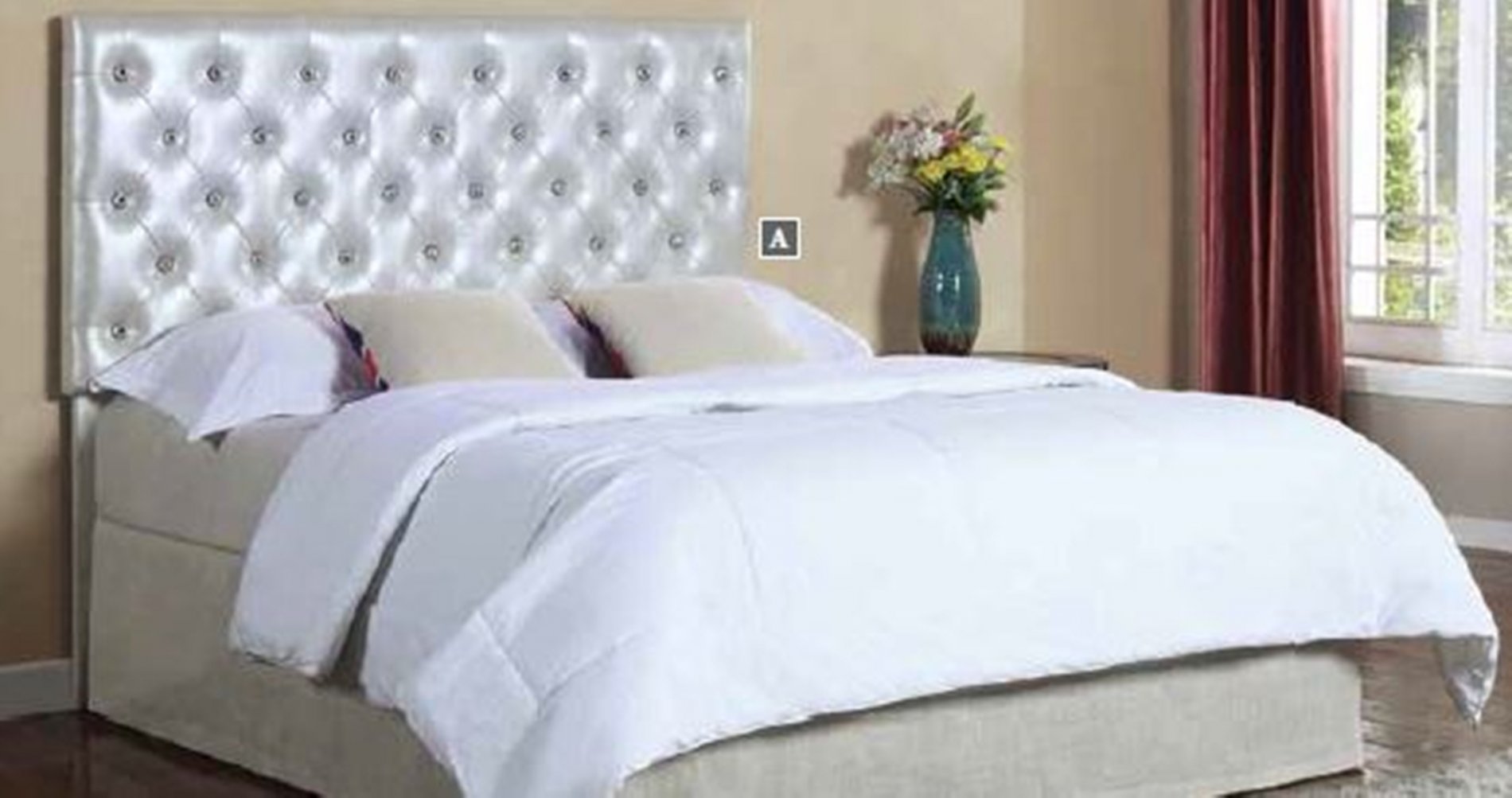 Carlo Silver Upholstered King LED Headboard