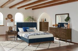 Charity Blue Upholstered Cal. King Bed