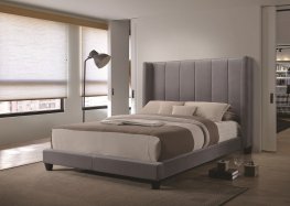 Hudson Grey Velvet Upholstered Queen Bed
