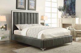 Jared Grey Faux Leather Upholstered Full Bed