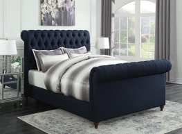 Gresham Navy Blue Upholstered Full Bed