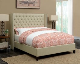 Benicia Beige Upholstered Full Bed