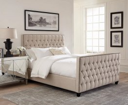 Saratoga Oatmeal Upholstered Full Bed