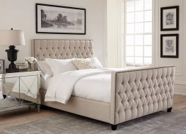 Saratoga Oatmeal Upholstered Twin Bed