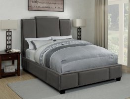 Lawndale Grey Velvet Upholstered King Bed