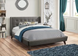 Carrington Grey Upholstered Cal. King Bed