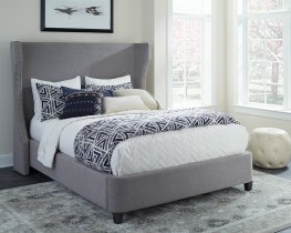 Grey Cal. King Upholstered Bed
