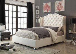 Clarice White Upholstered King Bed