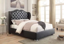 Clarice Black Upholstered Queen Bed