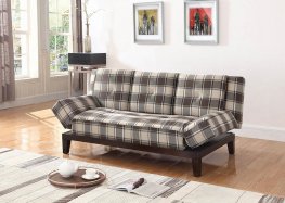 Causal Grey and Brown Plaid Sofa Bed