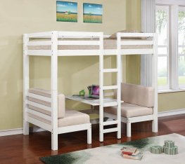 Joaquin Transitional White Twin-over-Twin Bunk Bed