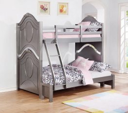 Valentine Metallic Pewter Twin-over-Full Bunk Bed
