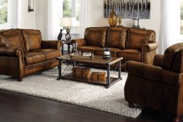 Montbrook Traditional Brown Sofa & Love