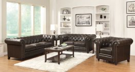 Roy Traditional Brown Sofa & Love