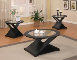 Contemporary Black Round Three-Piece Table Set