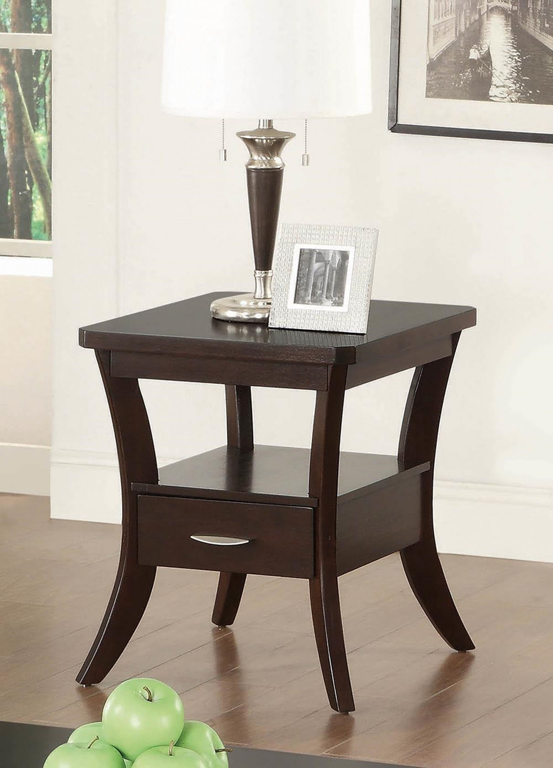 Occasional Transitional Espresso End Table