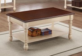 Transitional Dark Brown/Antique White Coffee Table