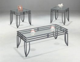 Contemporary Glass Three-Piece Table Set