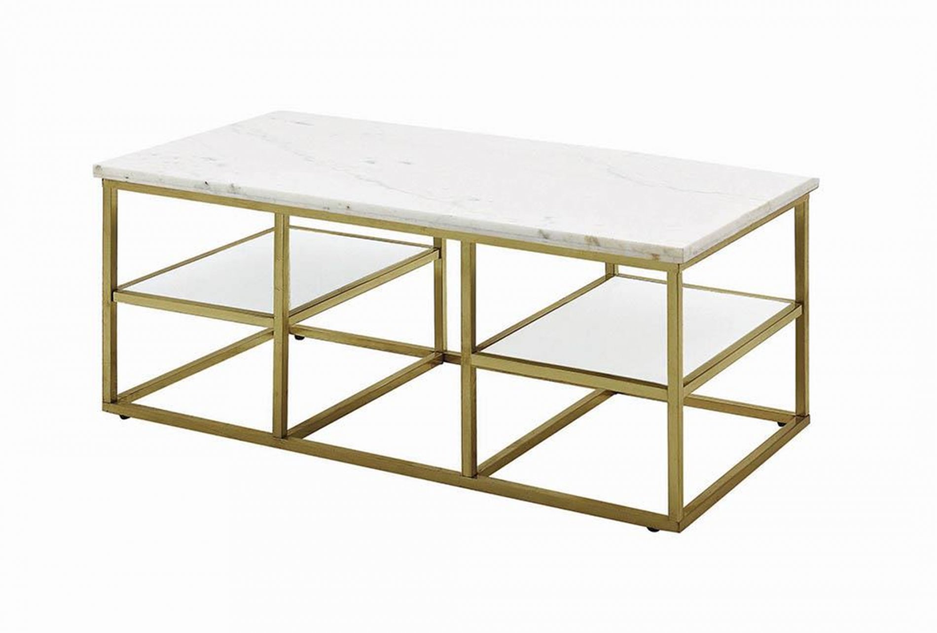 White and Brushed Brass Coffee Table