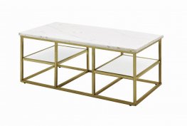 White and Brushed Brass Coffee Table