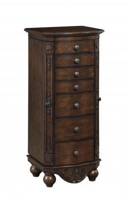 Traditional Brown Red Jewelry Armoire