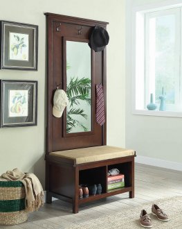 Transitional Raw Umber Hall Tree with Mirror
