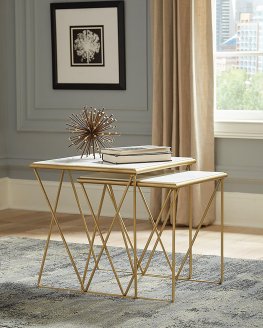 Modern Marble and Gold Nesting Tables