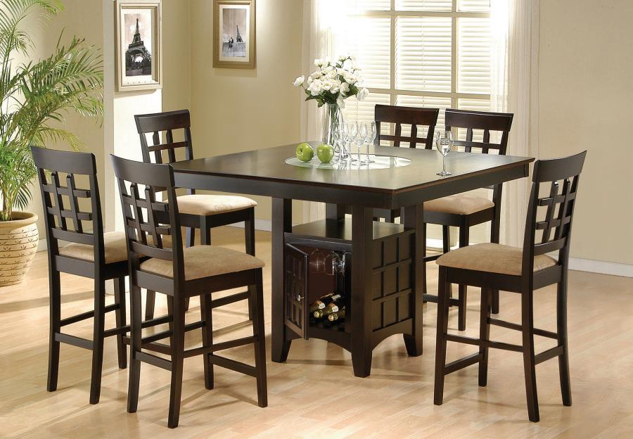 (image for) Gabriel 7-Piece Lattice-Back Counter Height Dining Set Cappuccino