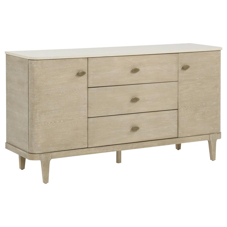 (image for) Lucaire 2-door 3-drawer Cultured Marble Top Sideboard Sandstone