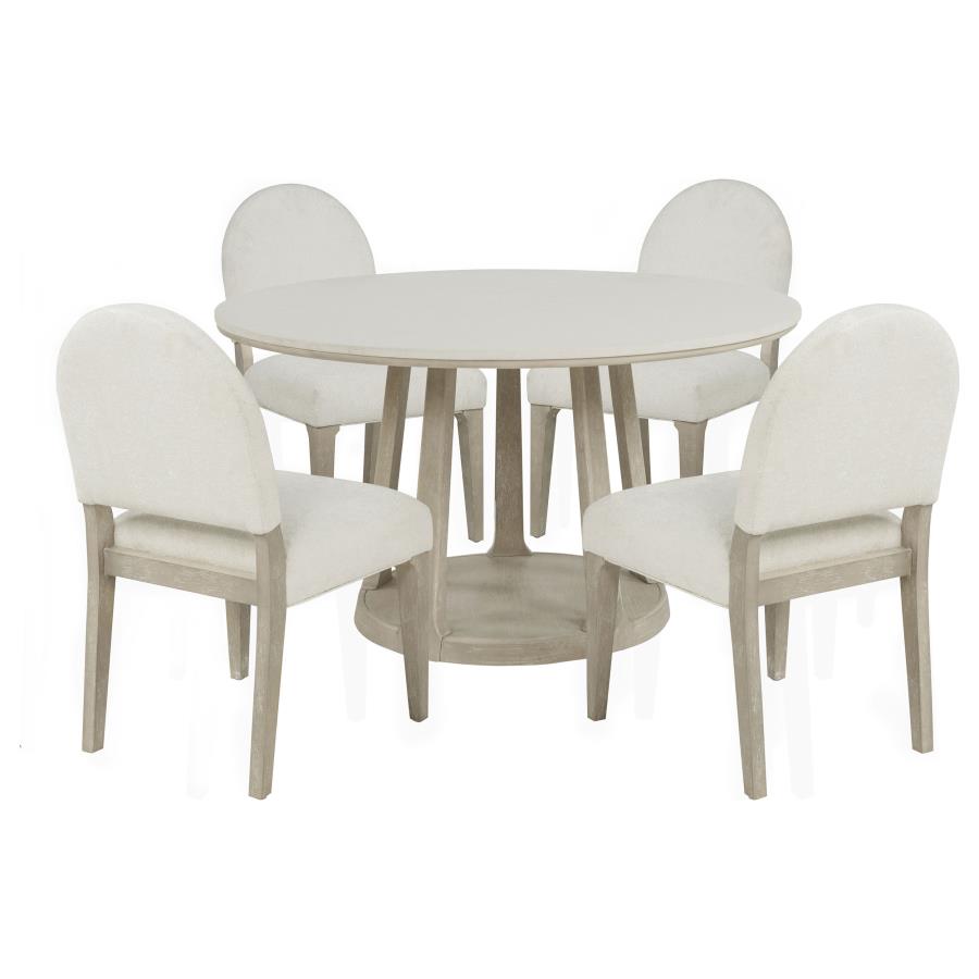 (image for) Lucaire 5-piece 54-inch Round Cultured Marble Dining Set Cream