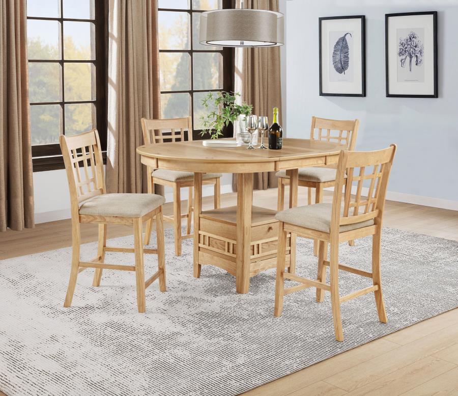 (image for) Lavon 5-piece Oval Counter Height Extension Dining Set Light Oak