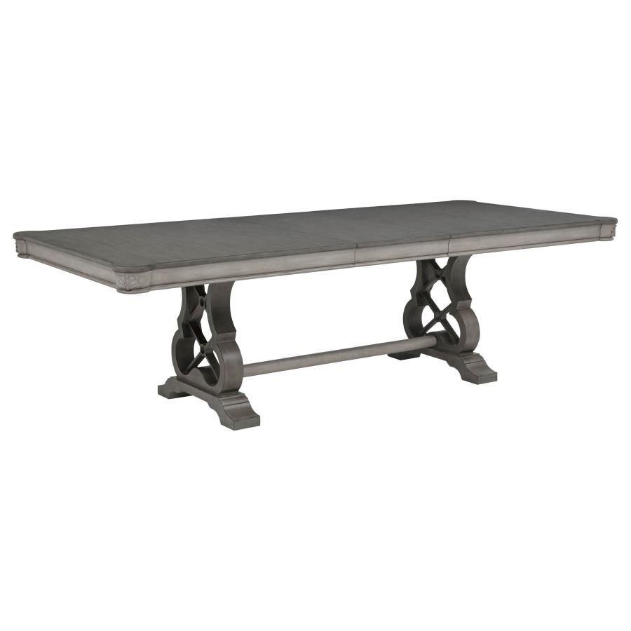 (image for) Cresswell 104-inch Double Pedestal Extension Dining Table Weathered Taupe