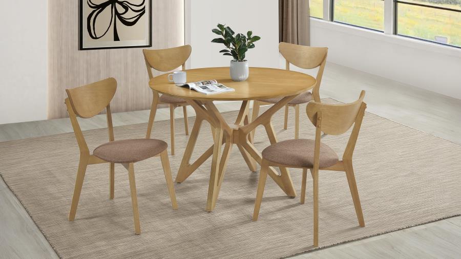 (image for) Elowen 5-piece Round Solid Wood Dining Set Light Walnut