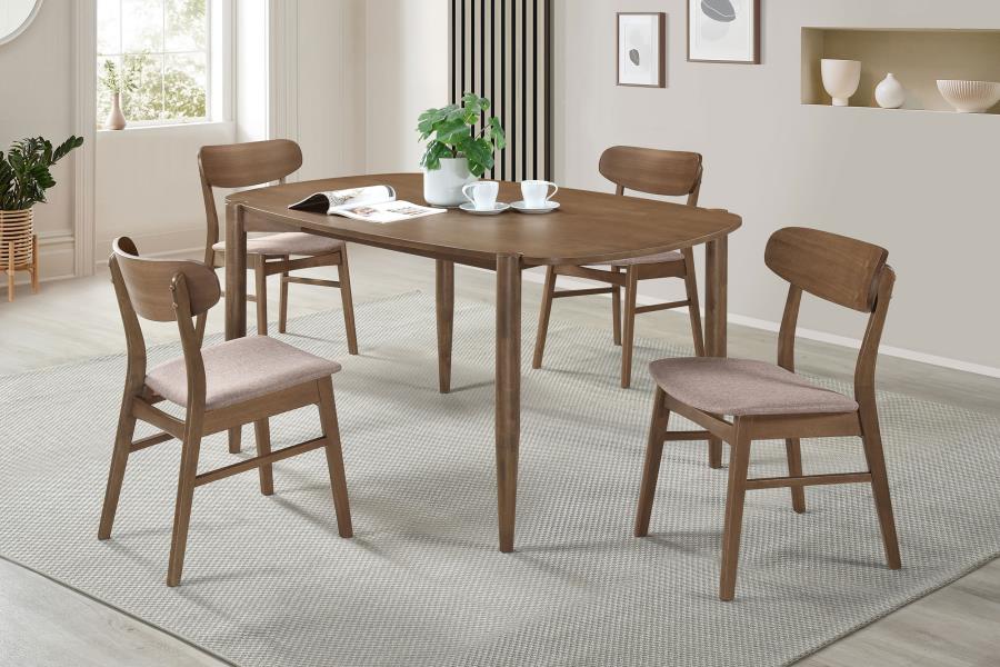 (image for) Dortch 5-piece Oval Dining Set with Upholstered Chairs Walnut