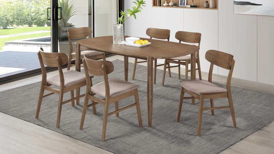 (image for) Dortch 7-piece Oval Dining Set with Upholstered Chairs Walnut