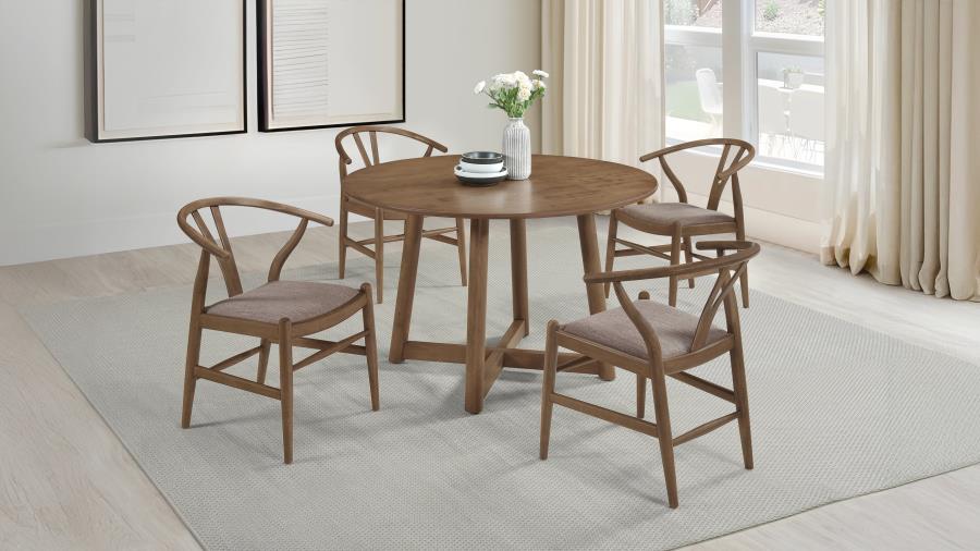 (image for) Dinah 5-piece Round Solid Wood Dining Set Walnut